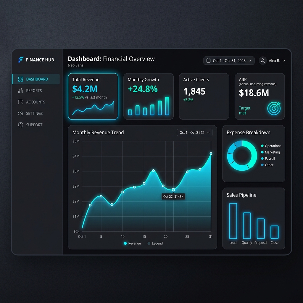 ServLogic ERP System Dashboard Analytics Mockup